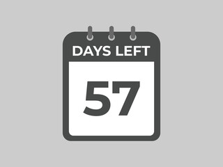 57 days to go countdown template. 57 day Countdown left days banner design. 57  Days left countdown timer
