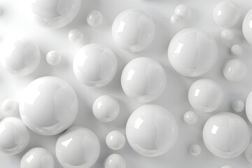 3D render of white spheres wall background. Abstract minimal wallpaper with texture made from round balls. Minimalist 2D illustration in the style of stock photo, high quality. 