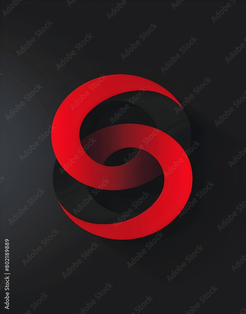Poster logo design, red and black color scheme, vector graphic of an infinite loop made in the style of two