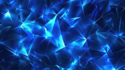 Abstract background with triangular cells for design. Bright blue digital illustration with polygons on a dark background.