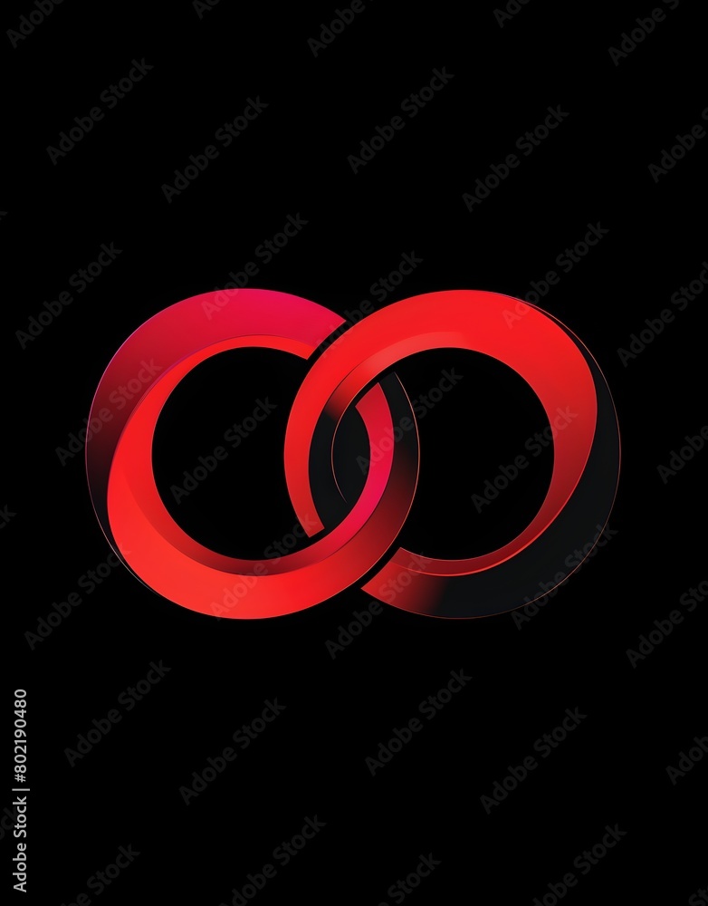 Poster logo design, red and black color scheme, vector graphic of an infinite loop made in the style of two