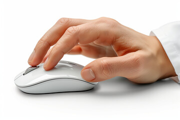 a computer mouse in a man's hand