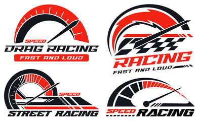 Racing speedometers colorful set flyers