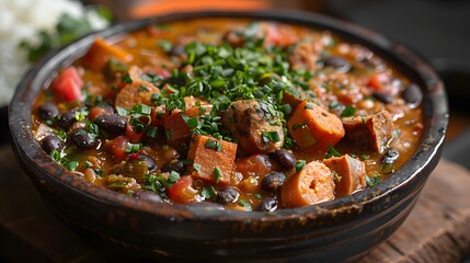 Fototapeta premium feijoada, brazilian food with black beans and pork meat