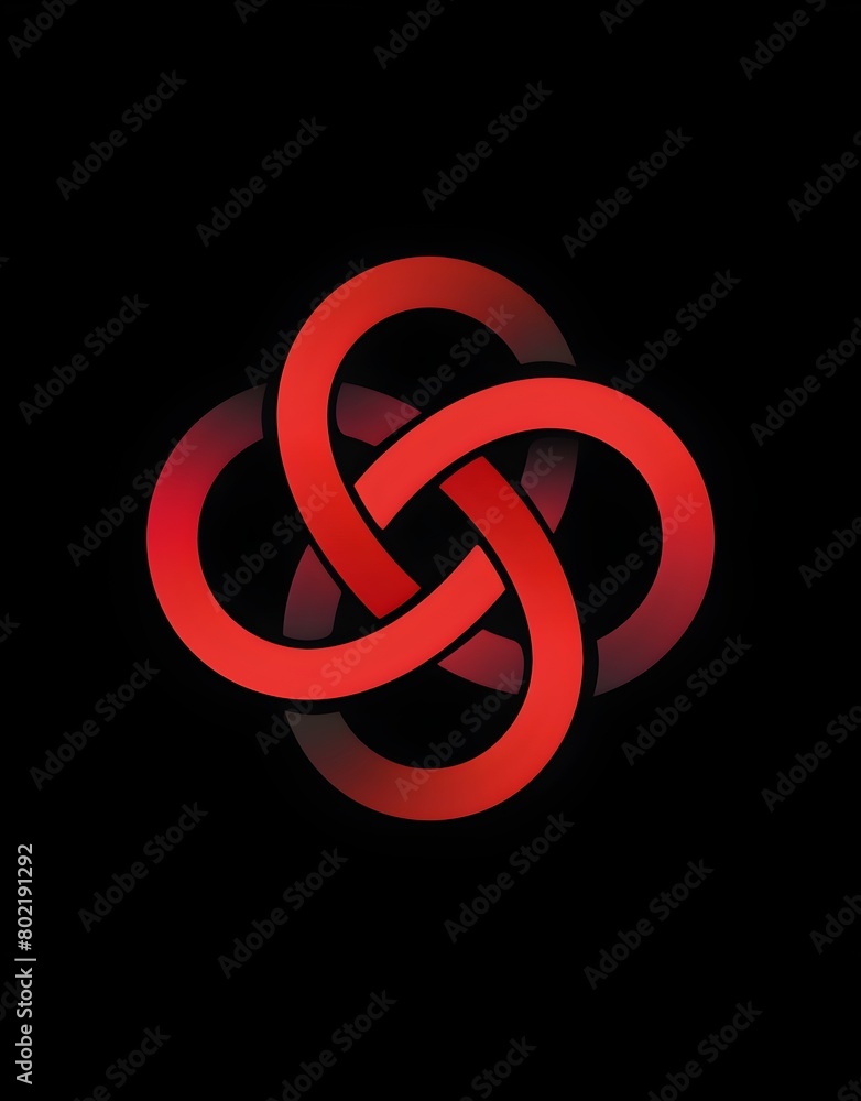 Poster logo design, red gradient color scheme, solid background, simple vector graphic of two intertwined r