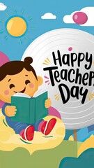 Fototapeta premium Teacher's Day, Poster, Teacher's Day Poster, Vector, Teacher's Day Vector, Happy Teacher's Day, Post, Teacher's Day Social Media Post. Card. Teacher's Day Typography, School Concept Teacher's Day,