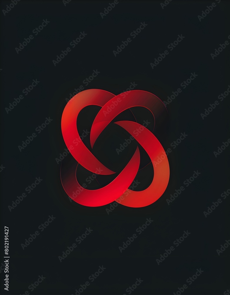Poster logo design, red gradient color scheme, solid background, simple vector graphic of two intertwined r