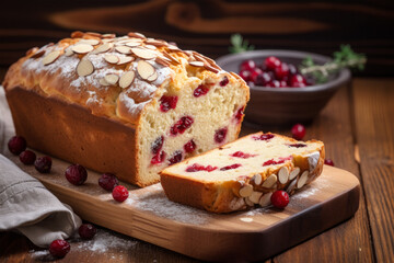 cranberry bread on background