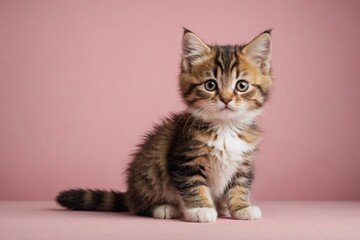 Obraz premium Ragamuffin kitten looking at camera, copy space. Studio shot.