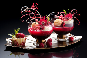 gourmet desserts on background