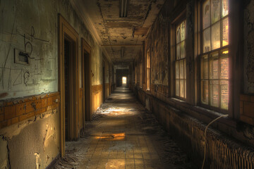 An abandoned asylum - its hallways lined with rusted medical equipment - breathes the thick air of forgotten souls' history