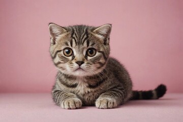 Obraz premium Scottish Fold kitten looking at camera, copy space. Studio shot.