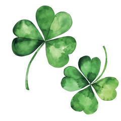 Four-leaf clover. Watercolor illustration on white