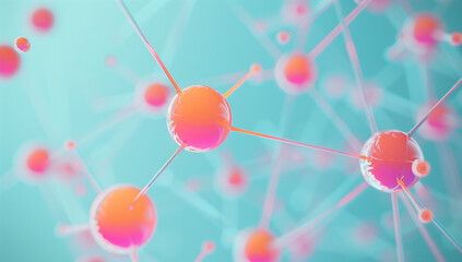 Orange molecular links on a blue background