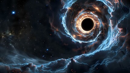 Supermassive black holes strong gravity distorts light near event horizon creating illusions . Concept Black Holes, Gravitational Lensing, Event Horizon, Light Distortion, Illusions