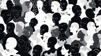 Vibrant Cultural Diversity: Colorful People Crowd Silhouette Seamless Pattern Illustration