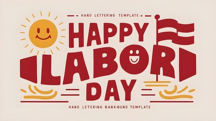 Fototapeta premium USA Labor Day Celebration Banner with Flag and Lettering
