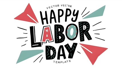 Obraz premium USA Labor Day Celebration Banner with Flag and Lettering