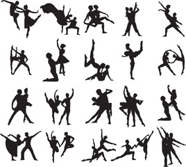Print Couple Ballet Dancing EPS; Couple Ballet Clipart; Couple Ballet Dancing Silhouettes; Ballet Dance Bundle; Ballet Poses Couple EPS