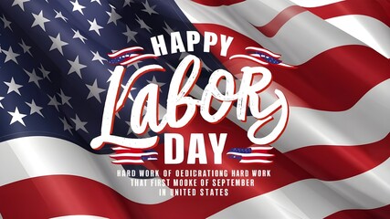 Labor Day lettering USA background vector illustration. Labor Day celebration banner with USA flag and text - Labor Day United States of America