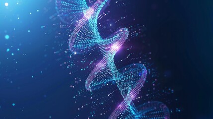 DNA digital, sequence, code structure with glow. Science concept and nano technology background. vector design.