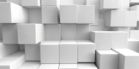 3D rendering of white cubes in a clean geometric pattern.