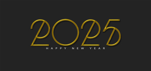 2025 new year design with simple golden numbers