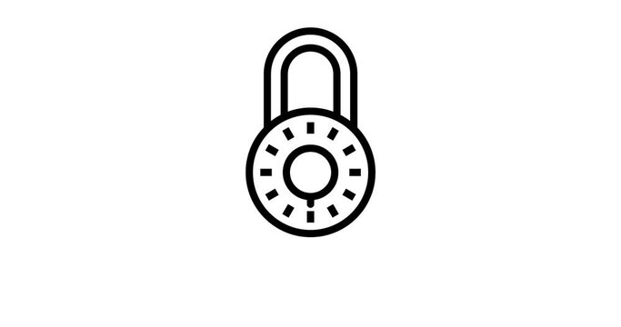 Simple padlock and password field animation, unlock icon, security and authorization access password, transparent background footage