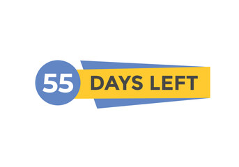 55 days to go countdown template. 55 day Countdown left days banner design. 55  Days left countdown timer
