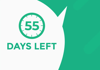 55 days to go countdown template. 55 day Countdown left days banner design. 55  Days left countdown timer
