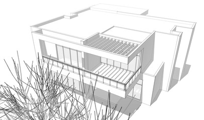 house building sketch architecture 3d 