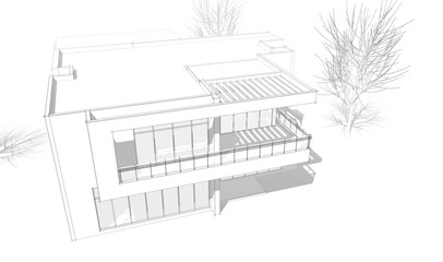 house building sketch architecture 3d 