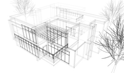 house building sketch architecture 3d 