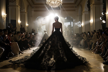 A private fashion show at a millionaire's estate features top designers showcasing exclusive collections to elite clientele