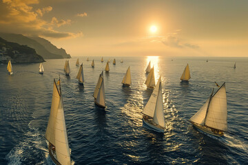 Millionaires compete in a luxury sailing regatta - demonstrating nautical skill and indulging in...