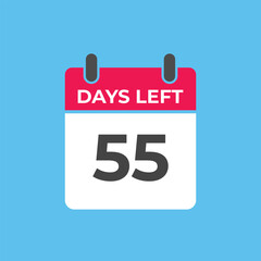 55 days to go countdown template. 55 day Countdown left days banner design. 55  Days left countdown timer
