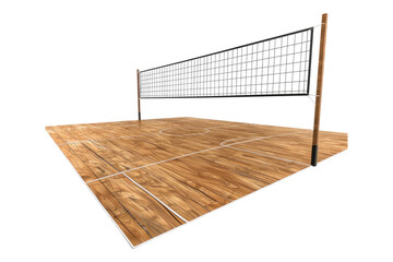 Hardwood volleyball court isolated on transparent background.