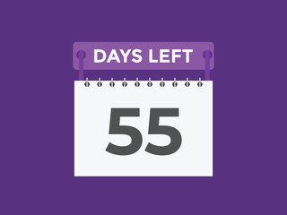 55 days to go countdown template. 55 day Countdown left days banner design. 55  Days left countdown timer
