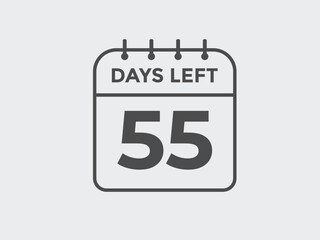 55 days to go countdown template. 55 day Countdown left days banner design. 55  Days left countdown timer
