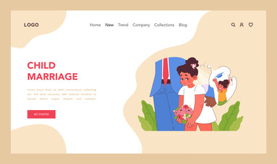 Child marriage concept. Flat vector illustration