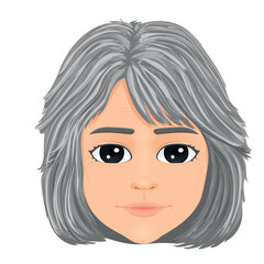 gray haired old woman head