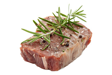 Beef meat steak with rosemary isolated on transparent background.
