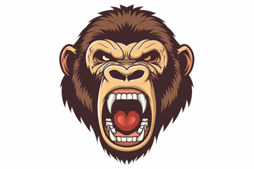 Angry gorilla face with menacing expression in  format - obrazy, fototapety, plakaty