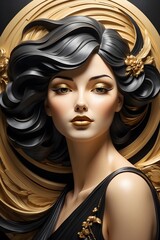 Art Deco - 3D-Relief - Portrait einer Schönheit