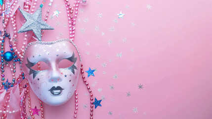 Carnival mask for Mardi Gras celebration with stars 