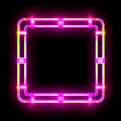 neon magenta color frame for a card with free space for text on a dark black background. Charming background for greeting messages - stars, shining glitter, festive holidays.