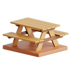 Picnic Table Playground Seating 3D Icon Illustration