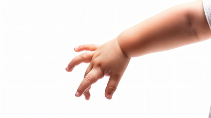 Childs hand imitating walking on white background