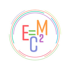 Formula e=mc2 in colored circle. colorful e=mc2 concept