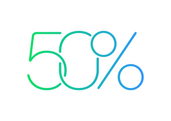 50% logo. 50 percent concept. slim 50 percent logo. 50% concept for economy, finance, business world